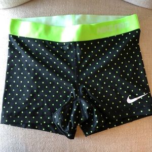 Green polka dot Nike pro shorts